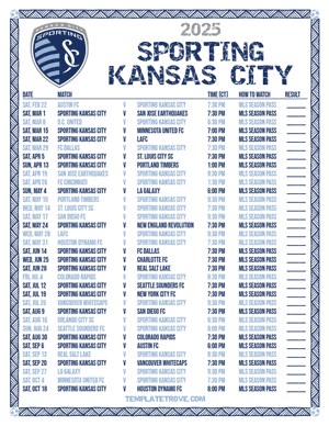 Sporting Kansas City 2025
 Printable Soccer Schedule - Central Times