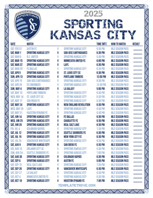 Sporting Kansas City 2025
 Printable Soccer Schedule - Mountain Times