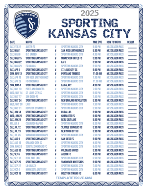 Sporting Kansas City 2025
 Printable Soccer Schedule - Pacific Times