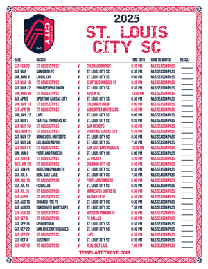 St Louis City SC 2025
 Printable Soccer Schedule - Mountain Times