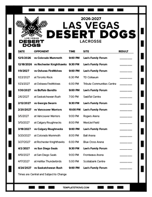 Las Vegas Desert Dogs 2026-27 Printable Schedule - Central Times