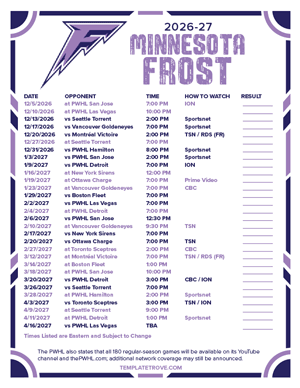 2026-2027 PWHL Schedules