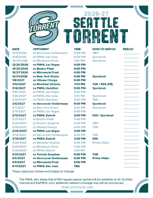 Seattle Torrent 2026-27 Hockey Schedule