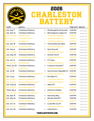 Charleston Battery 2026
 Printable Soccer Schedule - Mountain Times