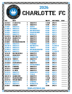 Charlotte FC 2026
 Printable Soccer Schedule - Pacific Times