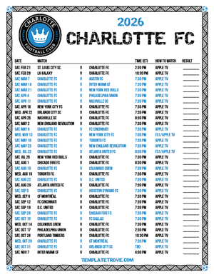 Charlotte FC 2026
 Printable Soccer Schedule