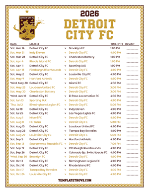 Detroit City FC 2026
 Printable Soccer Schedule - Pacific Times