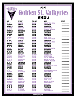 Golden State Valkyries 2026
 Printable Basketball Schedule - Mountain Times