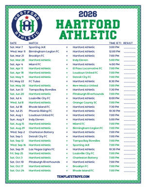   Hartford Athletic 2026
 Printable Soccer Schedule
