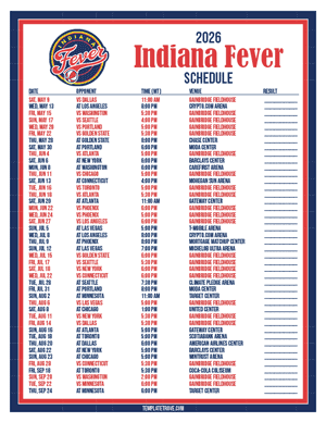Indiana Fever 2026
 Printable Basketball Schedule - Mountain Times