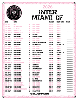 Inter Miami CF 2026
 Printable Soccer Schedule