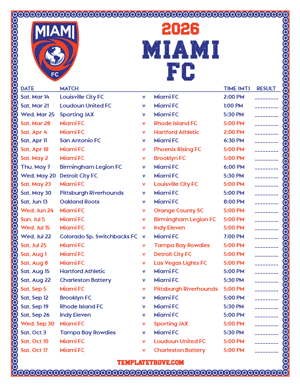   Miami FC 2026
 Printable Soccer Schedule - Mountain Times