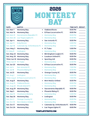   Monterey Bay 2026
 Printable Soccer Schedule - Mountain Times
