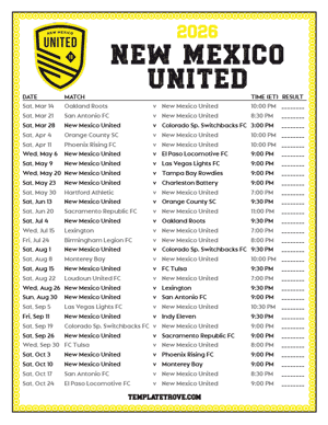   New Mexico United 2026
 Printable Soccer Schedule