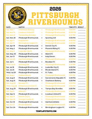   Pittsburgh Riverhounds 2026
 Printable Soccer Schedule - Pacific Times