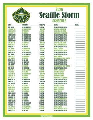 Seattle Storm 2026
 Printable Basketball Schedule - Pacific Times