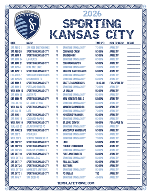 Sporting Kansas City 2026
 Printable Soccer Schedule - Pacific Times