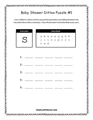 Printable Baby-Shower Dittos Puzzle #1