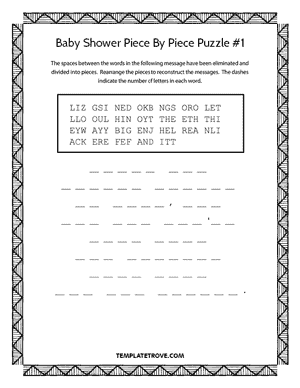 Printable Baby Shower Puzzle Piece-by-Piece #1