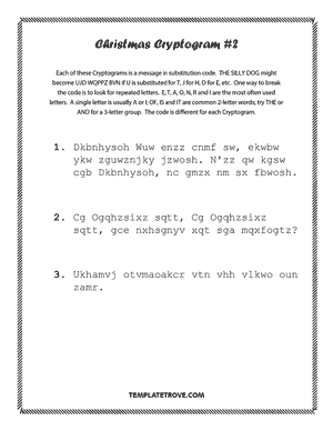 Printable Christmas Cryptogram Puzzle #2