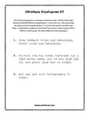 Printable Christmas Cryptogram Puzzle #3