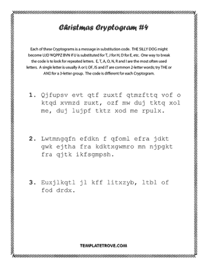 Printable Christmas Cryptogram Puzzle #4