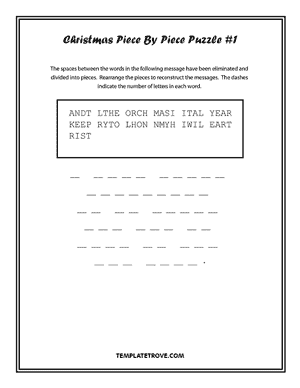 Printable Christmas Puzzle Piece-by-Piece #1
