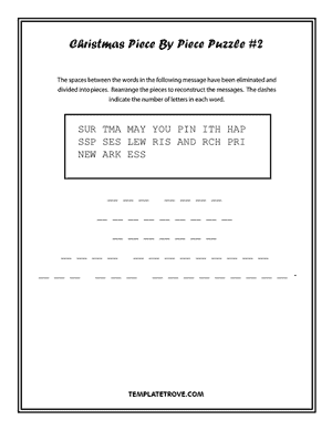 Printable Christmas Puzzle Piece-by-Piece #2