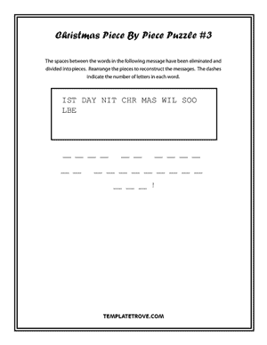 Printable Christmas Puzzle Piece-by-Piece #3