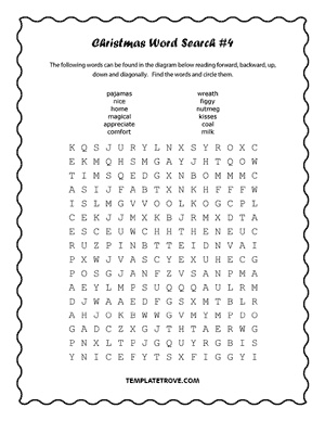 Printable Christmas Word Search Puzzle #4