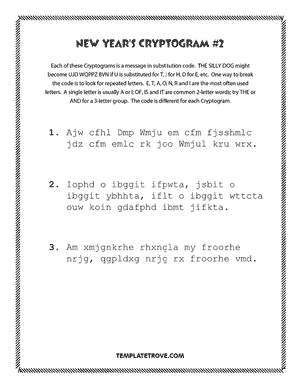 Printable New Year's Cryptogram Puzzle #2
