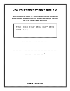 Printable New Year's Puzzle Piece-by-Piece #1
