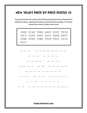 Printable New Year's Puzzle Piece-by-Piece #2