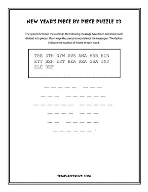 Printable New Year's Puzzle Piece-by-Piece #3