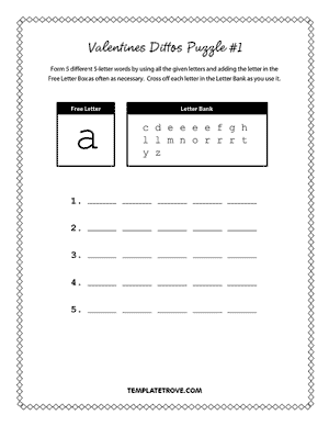 Printable Valentines Dittos Puzzle #1