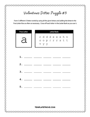 Printable Valentines Dittos Puzzle #3