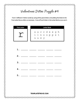 Printable Valentines Dittos Puzzle #4