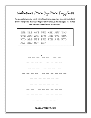 Printable Valentines Puzzle Piece-by-Piece #1