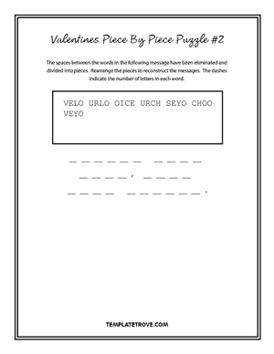 Printable Valentines Puzzle Piece-by-Piece #2
