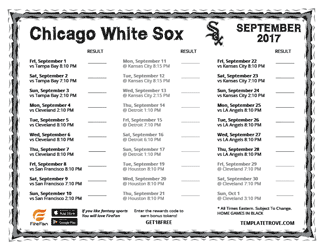September 2017 Chicago White Sox Printable Schedule