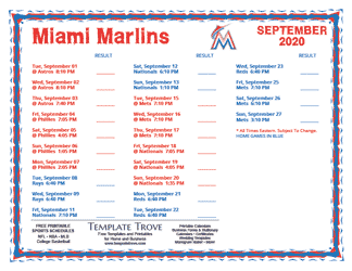September 2020 Miami Marlins Printable Schedule
