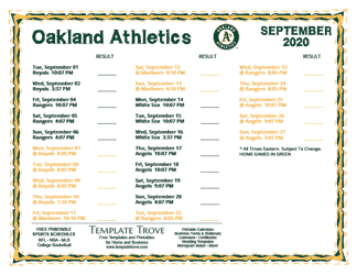 Printable 2020 Oakland Athletics Schedule Printable 2020 Oakland Athletics Schedule