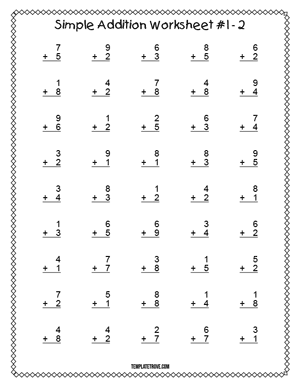 Simple Addition Worksheets
