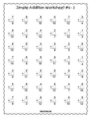 Printable Simple Addition Worksheet #4-3