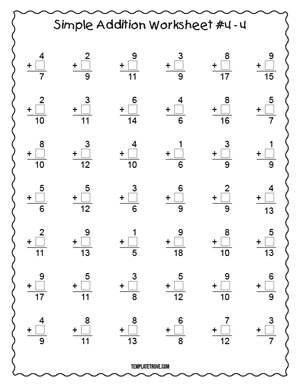 Printable Simple Addition Worksheet #4-4