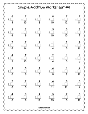 Printable Simple Addition Worksheet #4