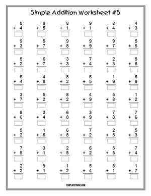 Printable Simple Addition Worksheet #5