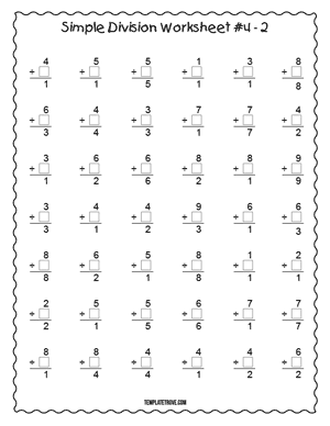 Simple Division Worksheets
