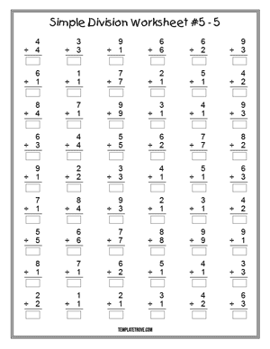 Printable Simple Division Worksheet #5-5