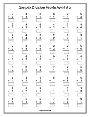 Printable Simple Division Worksheet #5